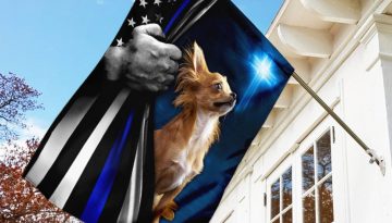 Blue Lives Matter flag with cross and Chihauha