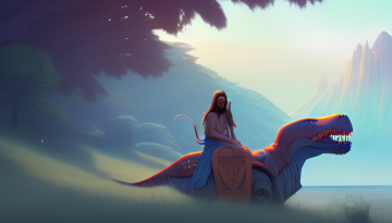 Jesus Riding a Dinosaur