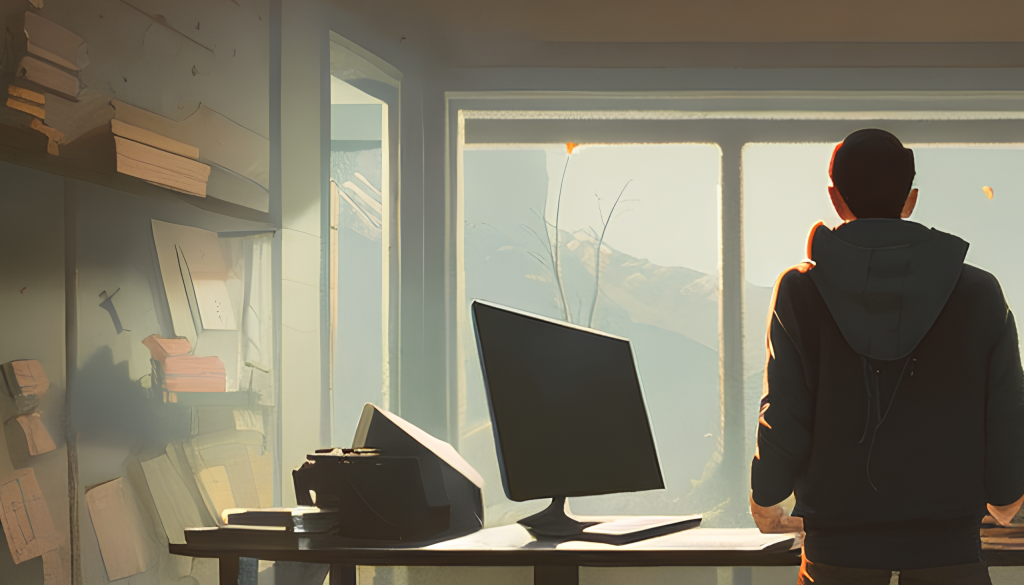 a-confused-man-looking-at-a-computer-screen-unreal-engine-greg-rutkowski-loish-rhads-beeple-ma-253461790