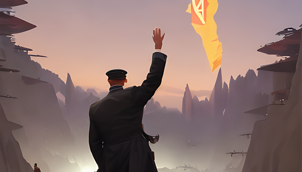 a fascist leader waving to the crowds