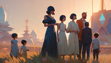 a family with six kids in a fantasy setting