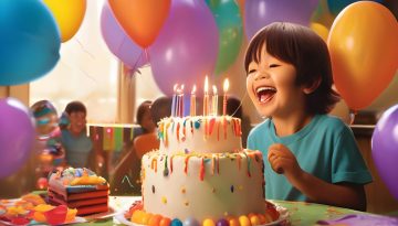 happy kid at a birthday party