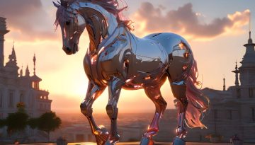 Electronic horse with a chrome finish