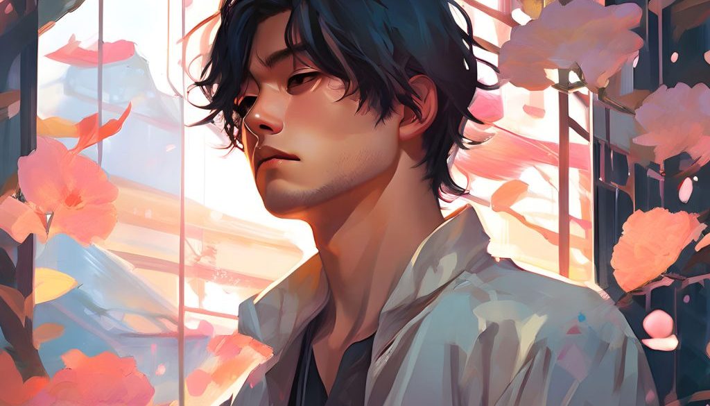japanese-man-handsome-subtle-tears-glistening-in-the-style-of-makoto-shinkai-lois-van-baarle-ro