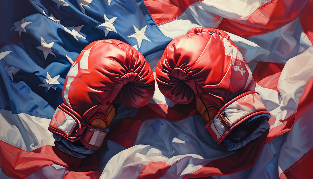 Boxing Gloves on an American Flag
