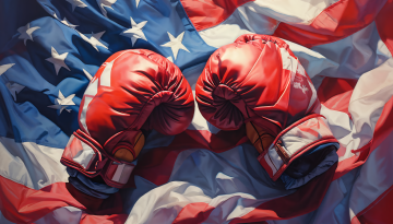 Boxing Gloves on an American Flag