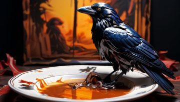 crow on a dinner plate