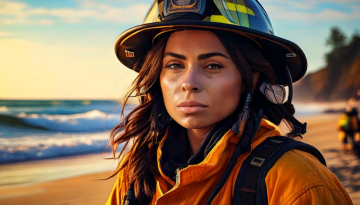 Firefighter on a California Beach